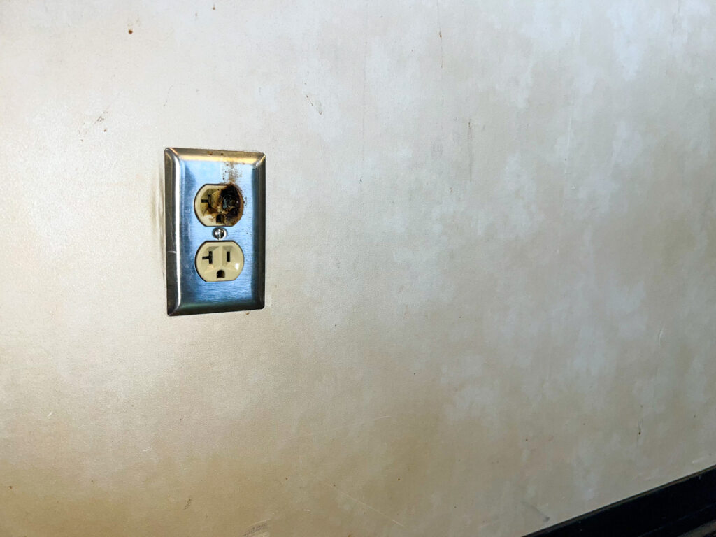 A burned outlet